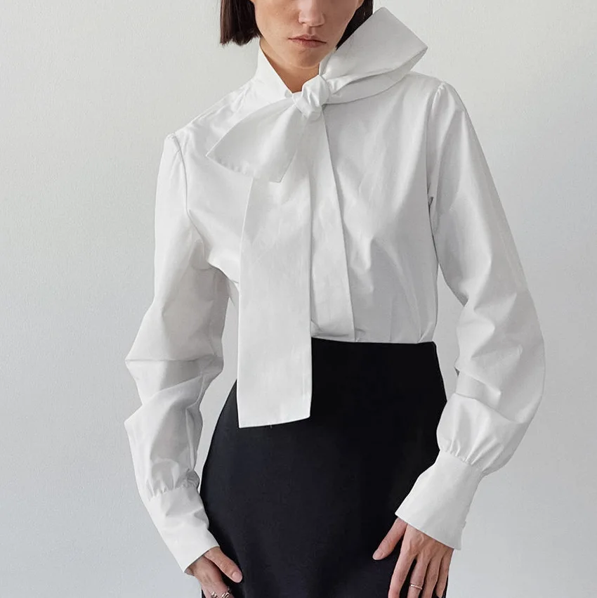 2026 Autumn Fashion Versatile Lace-Up For Women, European And American Style Loose White Shirt With Bow Collar, Simple Design
2026 Autumn Fashion Versatile Lace-Up For Women, European And American Style Loose White Shirt With Bow Collar, Simple Design
