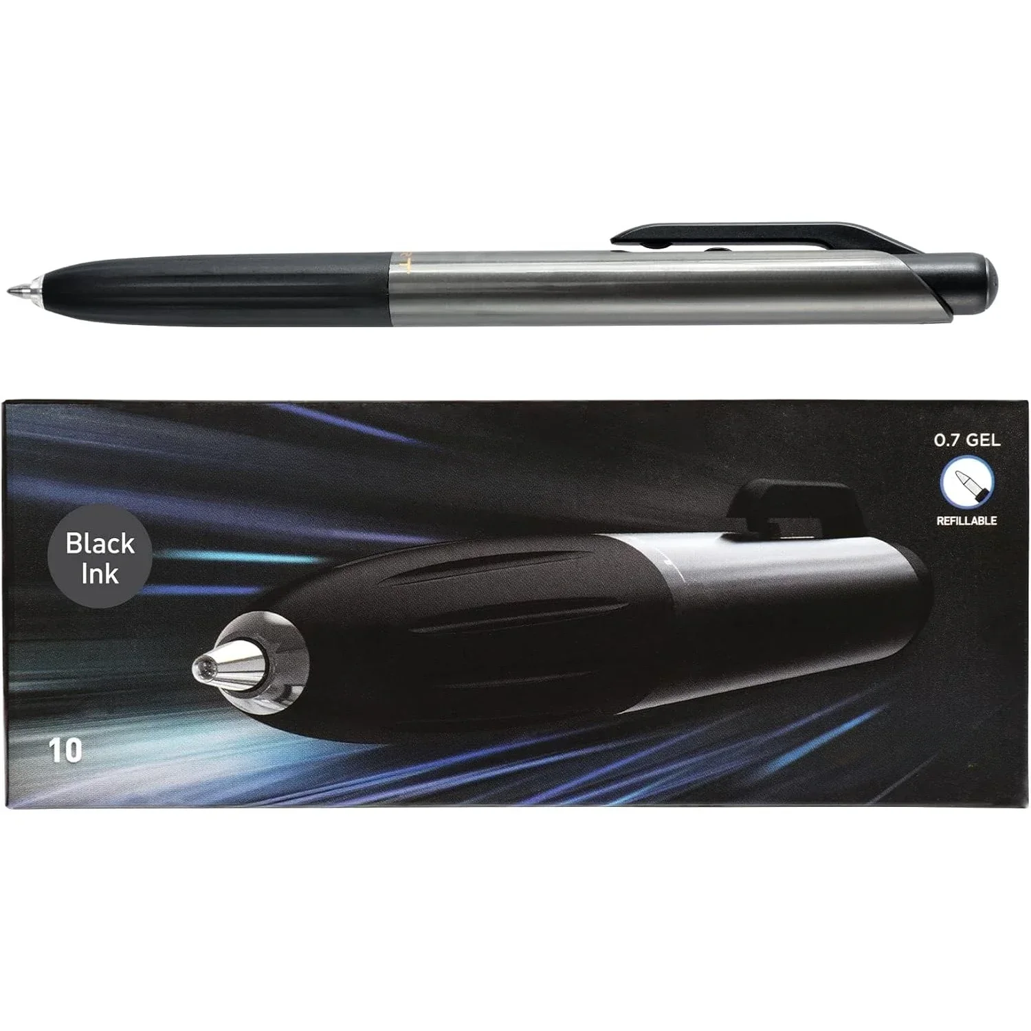 Retractable gel pen, 10 pieces, black ink, 0.7mm fine point, smooth writing, for diaries, notes, offices and schools
Retractable gel pen, 10 pieces, black ink, 0.7mm fine point, smooth writing, for diaries, notes, offices and schools