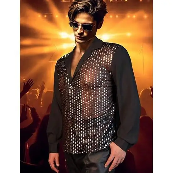 Glitter Mens Long Sleeve Performance Shirt Casual Style Printed Casual Shirt Glitter Fabric Non-Shrinking Summer Shirt
Glitter Mens Long Sleeve Performance Shirt Casual Style Printed Casual Shirt Glitter Fabric Non-Shrinking Summer Shirt