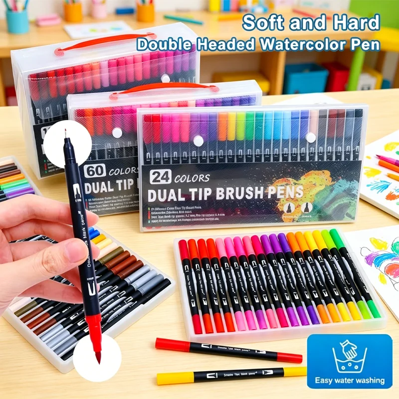 Double-Ended Watercolor Marker Pen Set Washable Coloring Markers for Drawing Painting Art Crafts DIY, Durable Plastic Barrel
Double-Ended Watercolor Marker Pen Set Washable Coloring Markers for Drawing Painting Art Crafts DIY, Durable Plastic Barrel