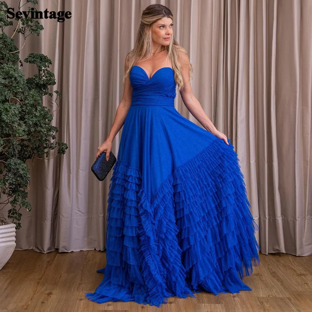 Sevintage Shiny Tulle Royal Blue Layered Skirt Formal Prom Dresses Women Pleats Floor Length Evening Gowns Wedding Party Dress
Sevintage Shiny Tulle Royal Blue Layered Skirt Formal Prom Dresses Women Pleats Floor Length Evening Gowns Wedding Party Dress