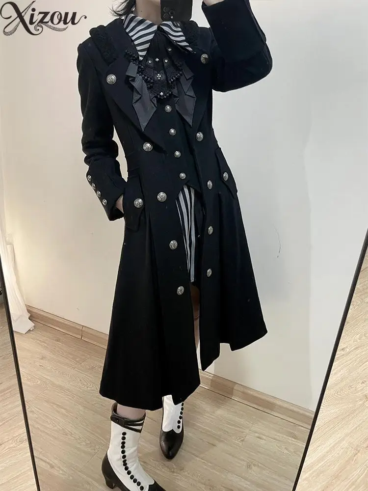 Ouji Lolita Batwing Trench Coat Waist Cinch Double Breasted Gothic Mid Length Unisex Y2K Harajuku Autumn Winter 2026 Wool Jacket
Ouji Lolita Batwing Trench Coat Waist Cinch Double Breasted Gothic Mid Length Unisex Y2K Harajuku Autumn Winter 2026 Wool Jacket