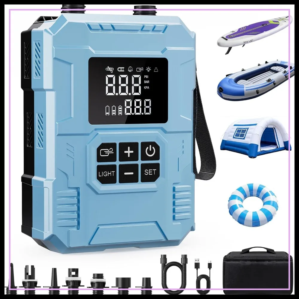22 PSI Cordless SUP Pump, 4X Faster Dual-Stage Inflation, Portable Air Pump with LED & Auto-Off for SUP Kayak Surfing Kite Boat
22 PSI Cordless SUP Pump, 4X Faster Dual-Stage Inflation, Portable Air Pump with LED & Auto-Off for SUP Kayak Surfing Kite Boat