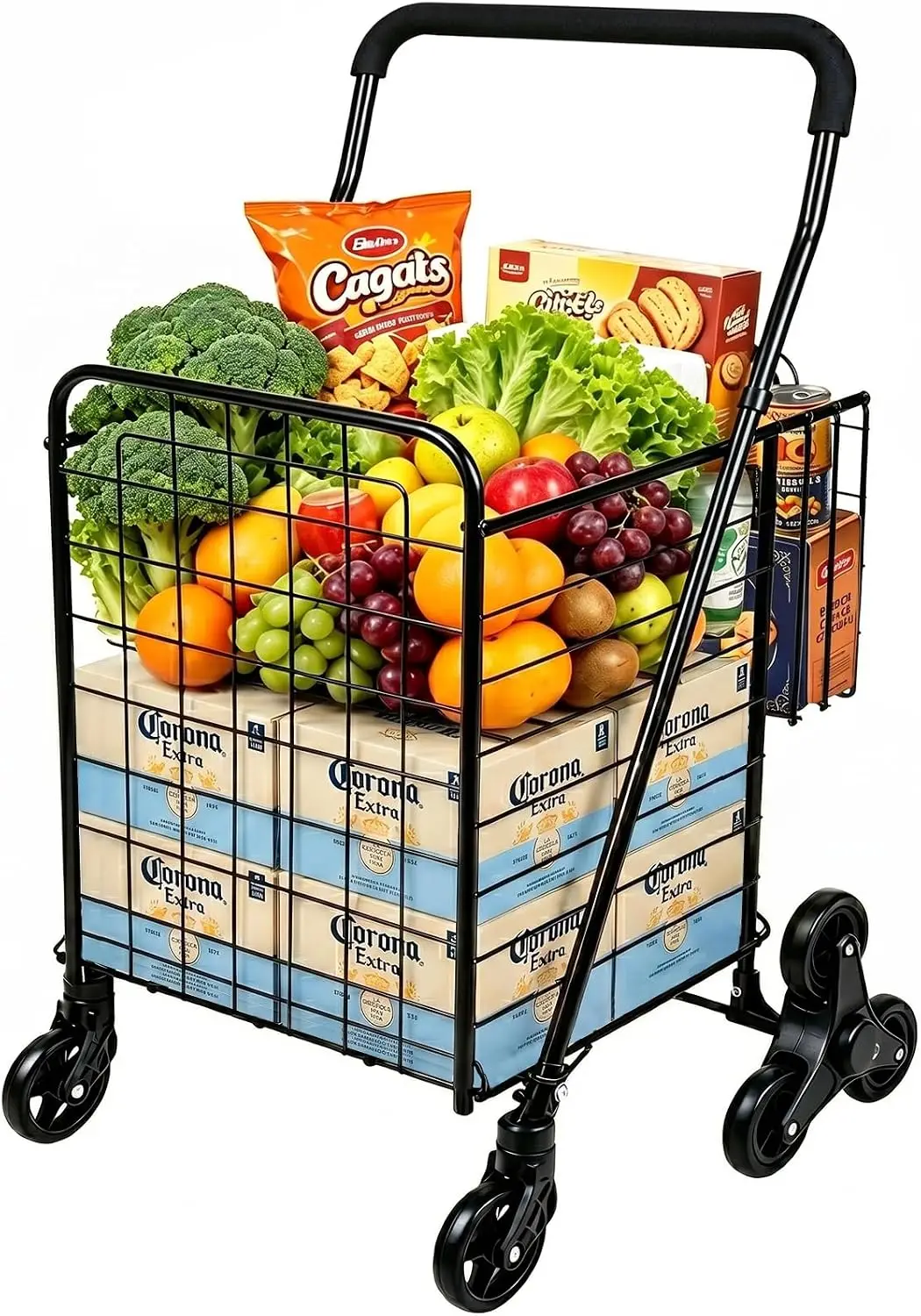 Grocery Shopping Cart with 360° Swivel Wheels & Stair Climber, Collapsible, 100 lbs Capacity
Grocery Shopping Cart with 360° Swivel Wheels & Stair Climber, Collapsible, 100 lbs Capacity