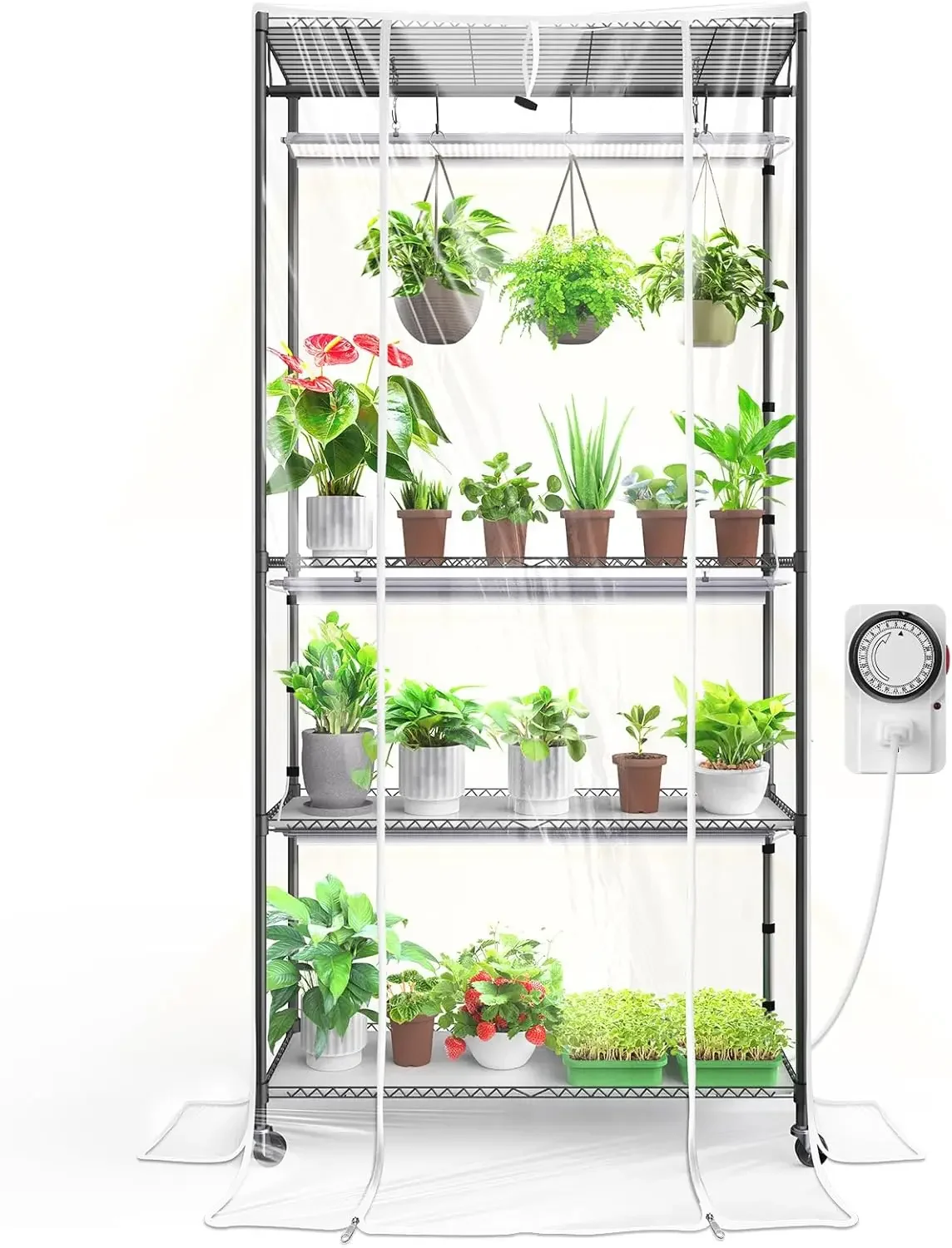 CX3Z Indoor Greenhouse with Grow Light, 4-Tier Metal Plant Stand with Zippered EVA Cover and Wheels, LED Full Spectrum 3FT 36W(p
CX3Z Indoor Greenhouse with Grow Light, 4-Tier Metal Plant Stand with Zippered EVA Cover and Wheels, LED Full Spectrum 3FT 36W(p