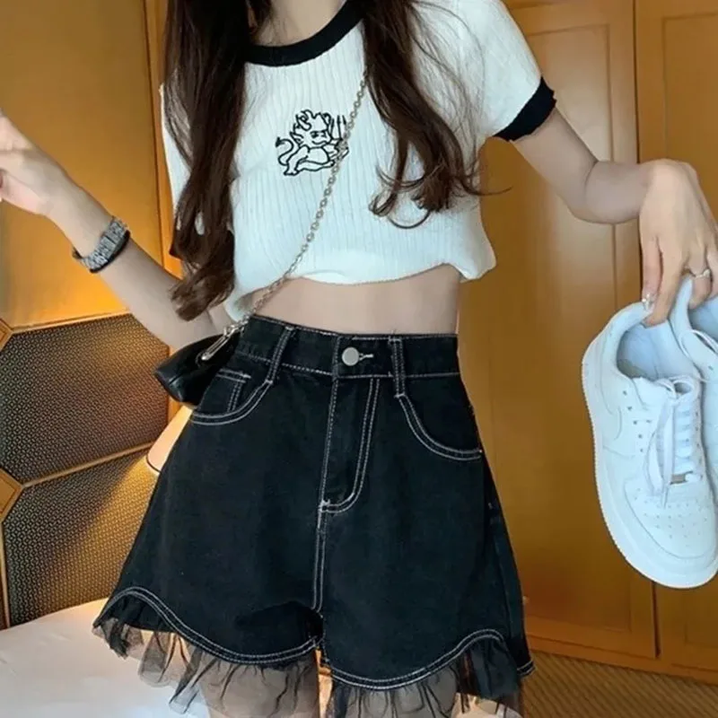 Denim Shorts for Women Lace Design Summer Daily Korean Style Fashion All - match Ш op тыж e н ck ий Sweet Casua
Denim Shorts for Women Lace Design Summer Daily Korean Style Fashion All - match Ш op тыж e н ck ий Sweet Casua