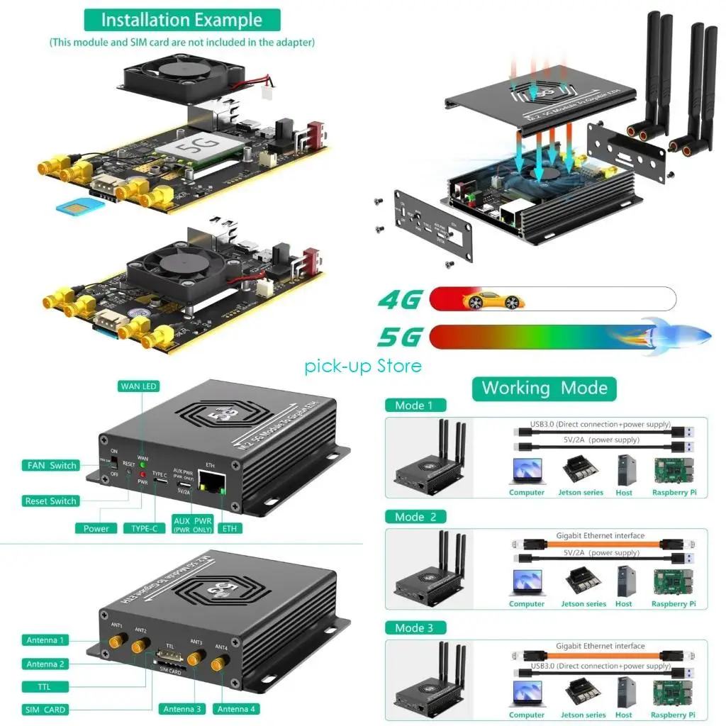 Q5WA M.2 NGFF Module to 2.5Gbps RJ45 Port LAN Adapter 4 Antennas Fan Case For RM520N-GL RM510Q RM500Q Dekstop Accessories
Q5WA M.2 NGFF Module to 2.5Gbps RJ45 Port LAN Adapter 4 Antennas Fan Case For RM520N-GL RM510Q RM500Q Dekstop Accessories