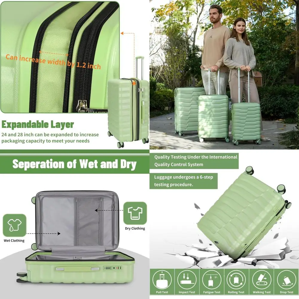 Compact 3-Piece Luggage Set with Spinner Wheels, YKK Zipper, TSA Lock, and Avocado Green Hardshell (20+24+28)
Compact 3-Piece Luggage Set with Spinner Wheels, YKK Zipper, TSA Lock, and Avocado Green Hardshell (20+24+28)