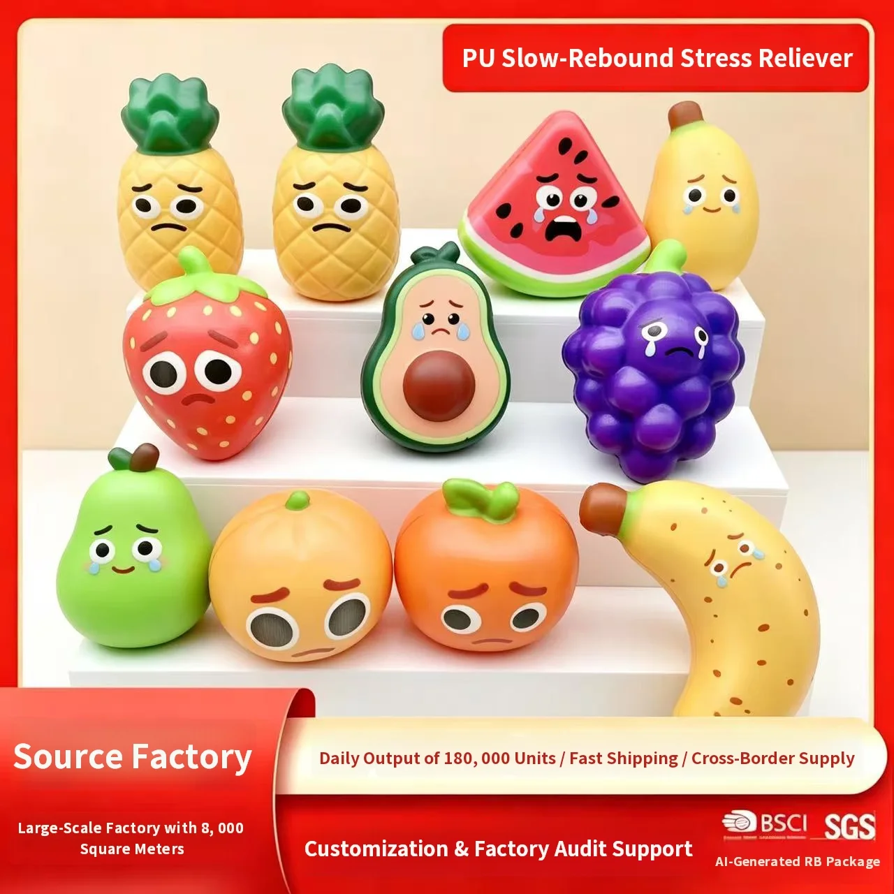 Expression fruit slow rebound decompression simulation early education creative venting decompression kneading music pu foam toy
Expression fruit slow rebound decompression simulation early education creative venting decompression kneading music pu foam toy