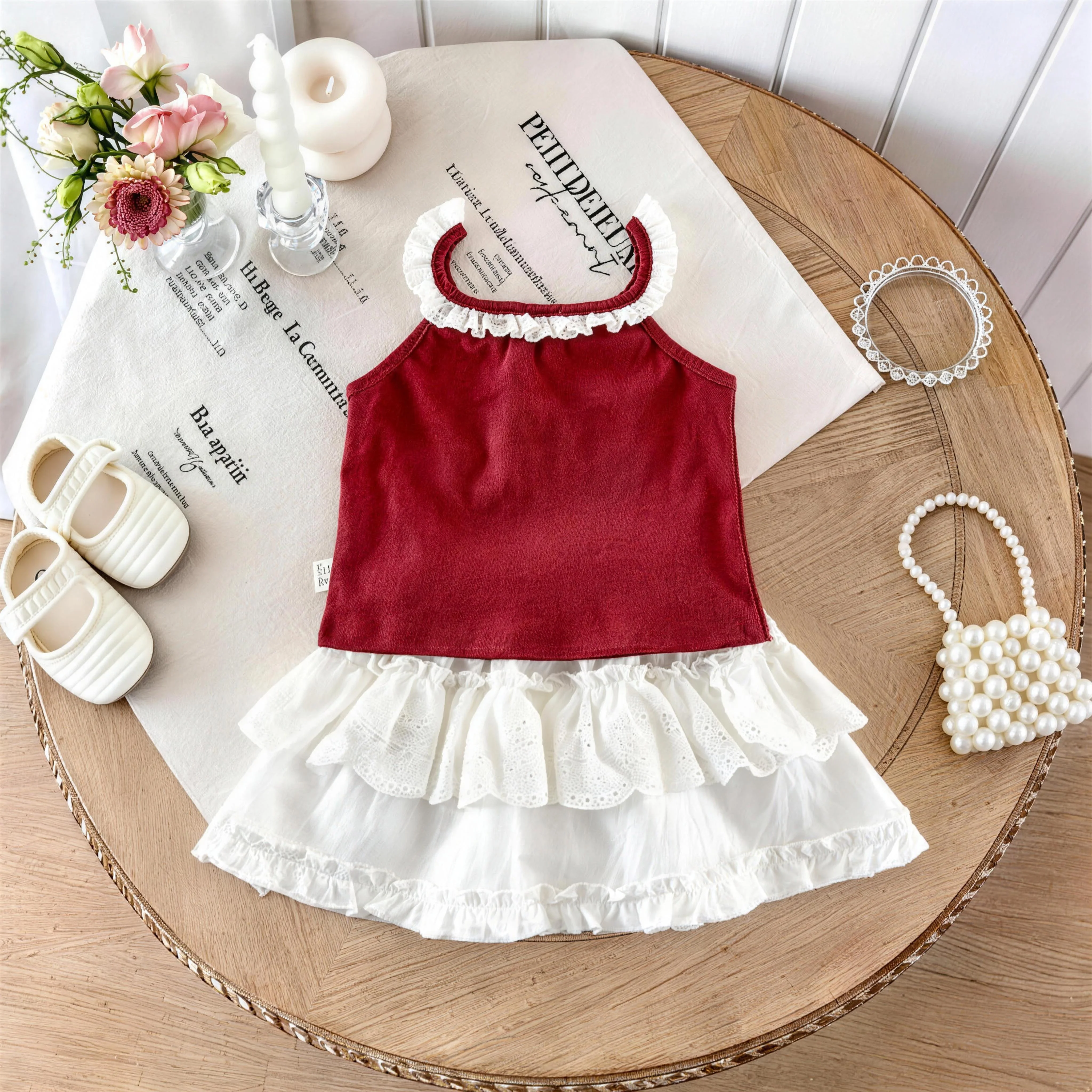 New stylish summer set for little girls 2026, Korean version with lace and bow, sleeveless vest and lace skirt
New stylish summer set for little girls 2026, Korean version with lace and bow, sleeveless vest and lace skirt