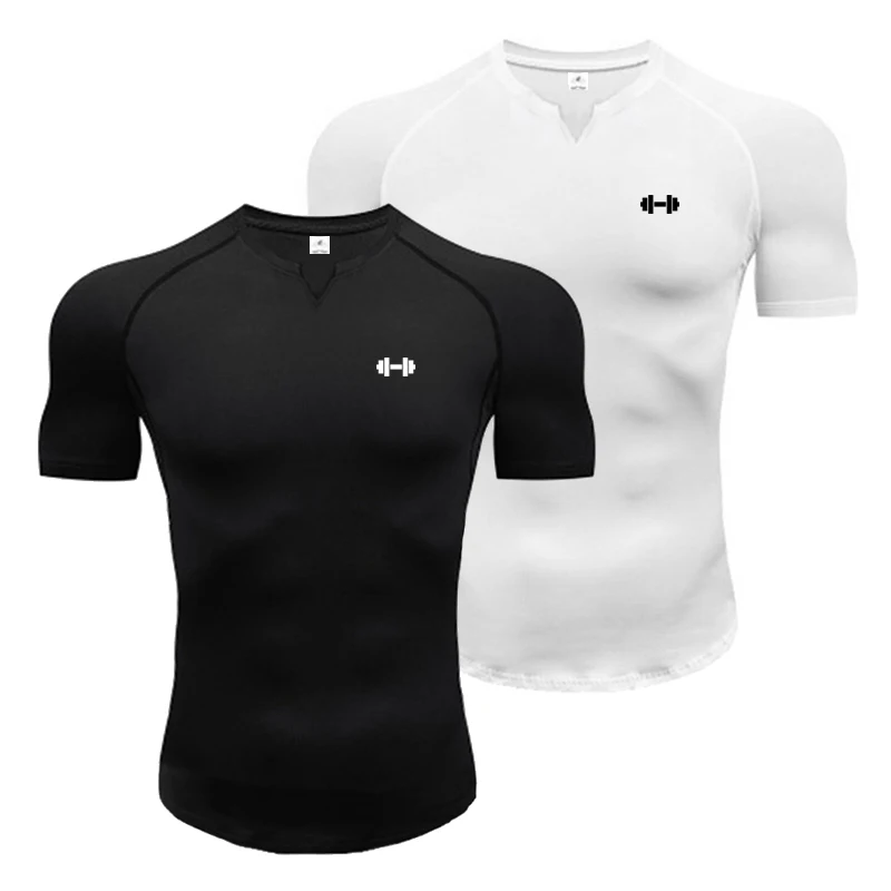 Compression Shirt Men Summer V-neck Sportswear Running T-shirt Elastic Quick Dry Sports Tops Tee Athletic Gym Workout T Shirts
Compression Shirt Men Summer V-neck Sportswear Running T-shirt Elastic Quick Dry Sports Tops Tee Athletic Gym Workout T Shirts