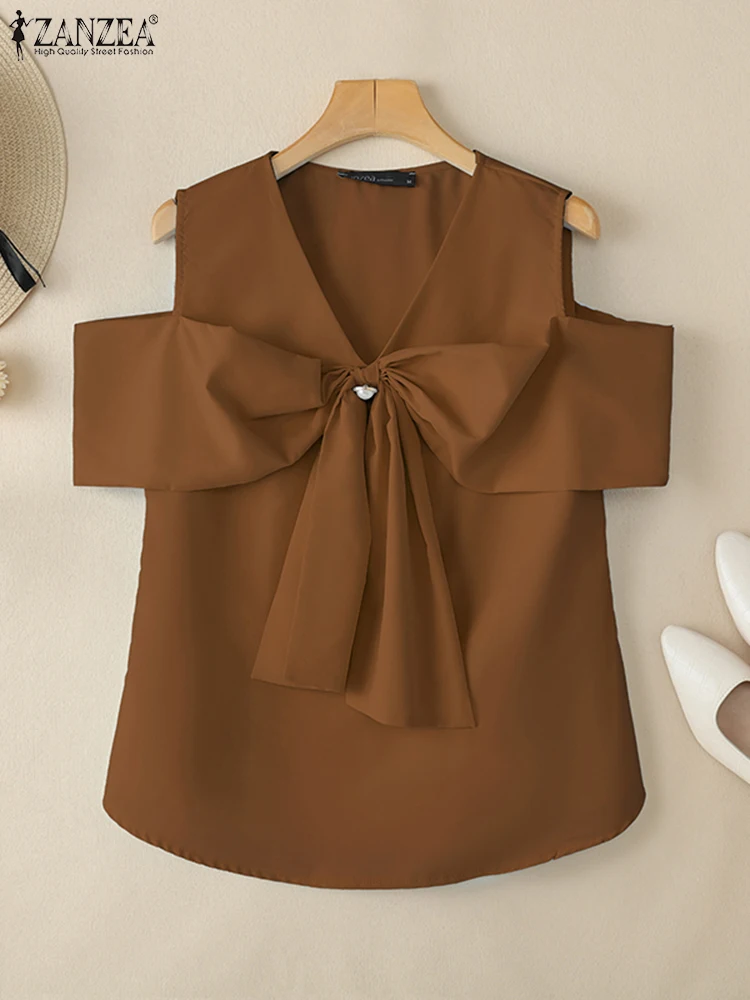 ZANZEA V-Neck Large Bow Blouses Stylish Fashion Women Elegant Sleeveless Tops Solid Color 2025 Summer Cold Shoulder Tank Tops
ZANZEA V-Neck Large Bow Blouses Stylish Fashion Women Elegant Sleeveless Tops Solid Color 2025 Summer Cold Shoulder Tank Tops
