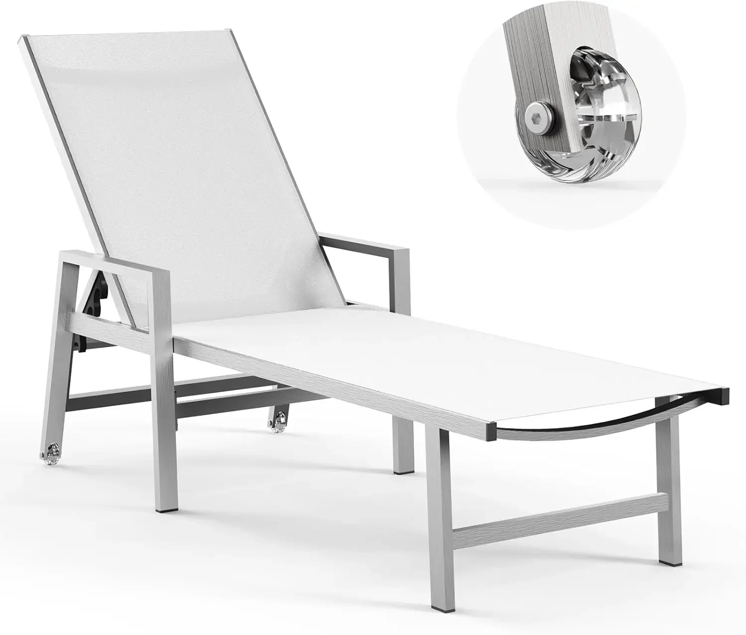 Patio Chaise Lounge Chair Outdoor with Wheels&Armrests, Aluminum Pool Lounge Chairs 5-Position Adjustable Recliner
Patio Chaise Lounge Chair Outdoor with Wheels&Armrests, Aluminum Pool Lounge Chairs 5-Position Adjustable Recliner