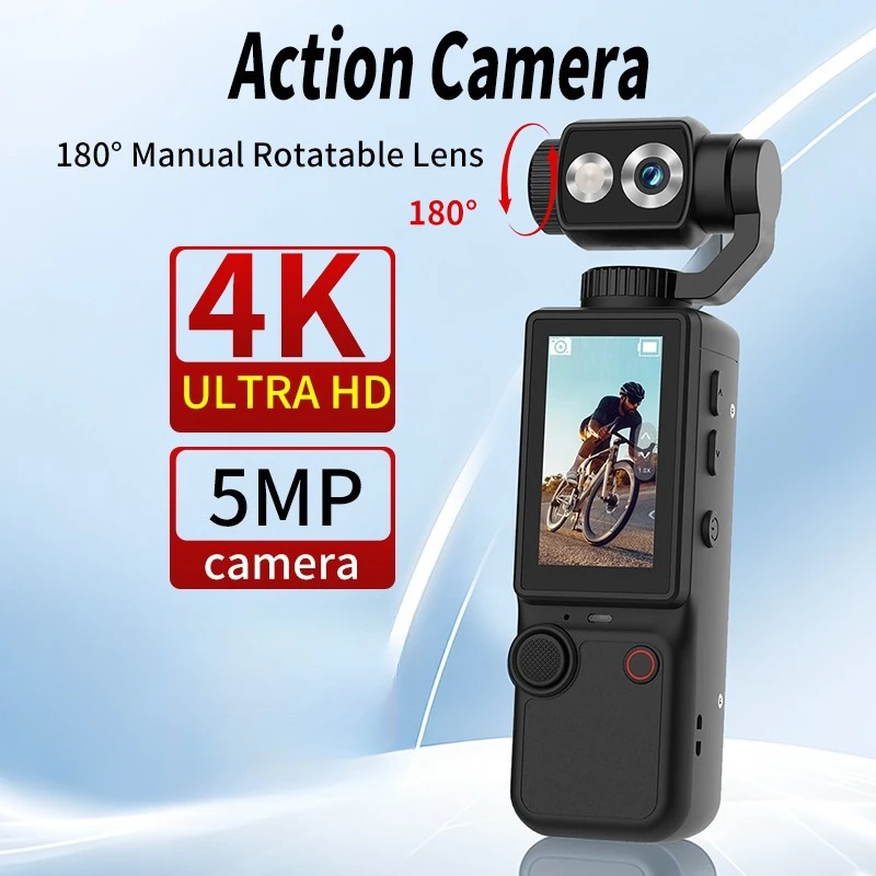 1080P Pocket Action Camera 2inch LCD Display Screen 16X Digital Zoom 180° Manual Rotatable Lens Vlog Recorder for Bicycle Travel
1080P Pocket Action Camera 2inch LCD Display Screen 16X Digital Zoom 180° Manual Rotatable Lens Vlog Recorder for Bicycle Travel