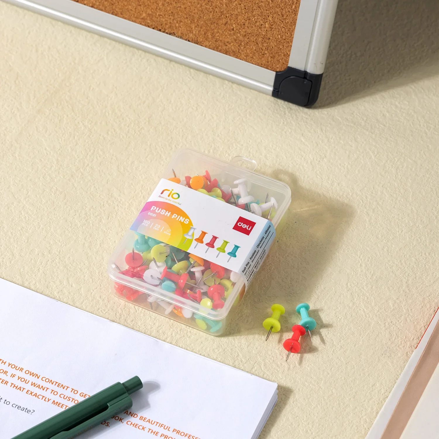 Deli 23mm Colored Push Pins Cork Board Wall Hangings Office Color Pins Thumbtack Pins Cork Board for Desk Organization 1box
Deli 23mm Colored Push Pins Cork Board Wall Hangings Office Color Pins Thumbtack Pins Cork Board for Desk Organization 1box