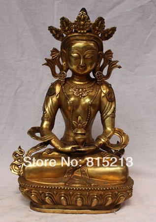 Bi00676 18 "Ditandai Cina Tibet Buddhisme Bronze Gilt patung Buddha Amitayus Umur Panjang
Bi00676 18 "Ditandai Cina Tibet Buddhisme Bronze Gilt patung Buddha Amitayus Umur Panjang