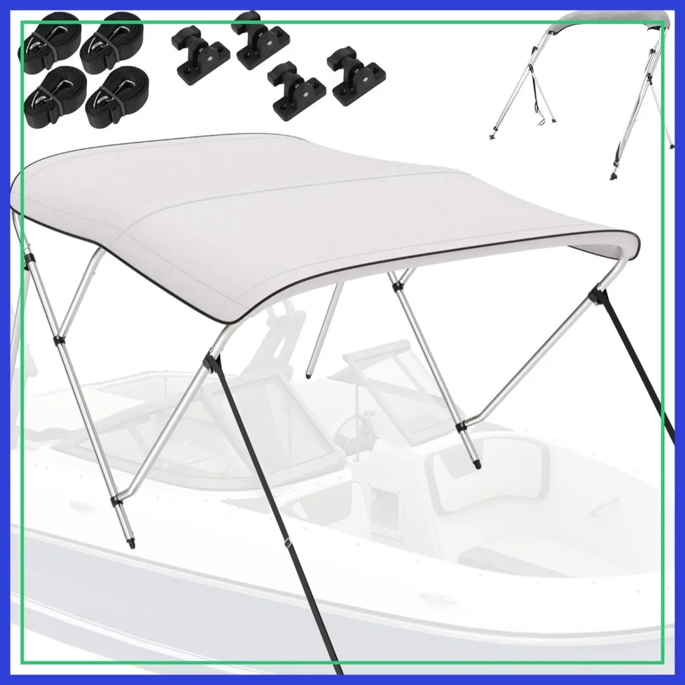 Bimini Tops for Boats, Grey 3 Bow L6' x W67-72 x H46, 900D Polyester, 2 Rear Poles, Storage Boot, 4 Straps
Bimini Tops for Boats, Grey 3 Bow L6' x W67-72 x H46, 900D Polyester, 2 Rear Poles, Storage Boot, 4 Straps