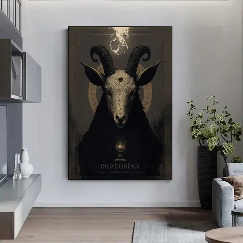 Gothic Art Occult Baphomet Poster Canvas Schilderij Poster En Print Wall Art Foto Decor Voor Woonkamer Cuadros Home Decor