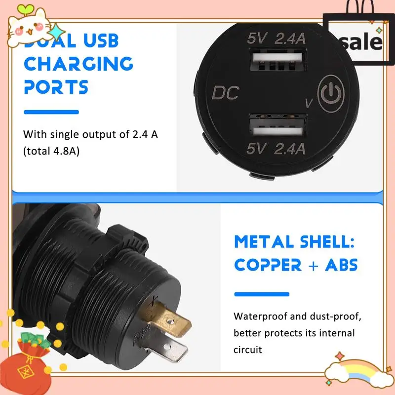 NEW-12V USB Outlet, Waterproof 12V/24V 24W 4.8A Dual USB Charger Socket Power Outlet Adapter With LED Voltmeter Switch
NEW-12V USB Outlet, Waterproof 12V/24V 24W 4.8A Dual USB Charger Socket Power Outlet Adapter With LED Voltmeter Switch
