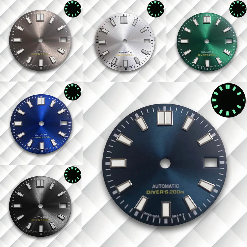 28.5mm S Logo Sunburst Green Luminous Dial Fit NH35/NH36 Japanese Movement Diving Latest styles Watch Modification Accessories
28.5mm S Logo Sunburst Green Luminous Dial Fit NH35/NH36 Japanese Movement Diving Latest styles Watch Modification Accessories
