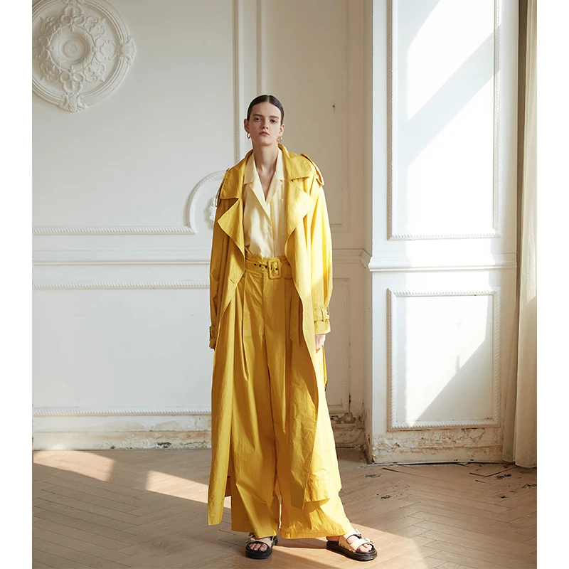 Summer High Waist Wide Leg Pants Independent Coated Surface Fabric Yellow Color Casual Trousers for Women
Summer High Waist Wide Leg Pants Independent Coated Surface Fabric Yellow Color Casual Trousers for Women