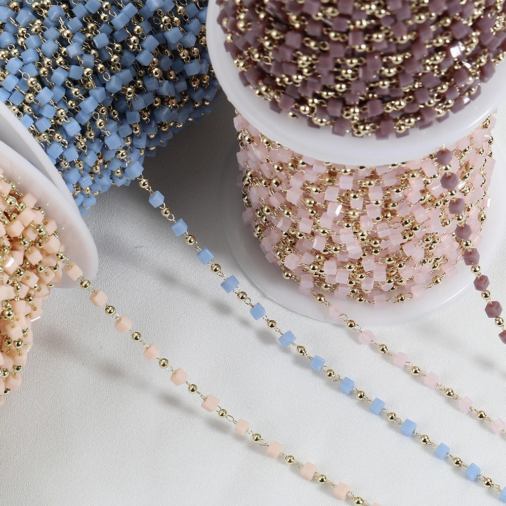 5 Meter Crystal Cube Bead Copper Chain with Bohemian Square Beads for Necklace Bracelets Jewelry Making DIY Handmade
5 Meter Crystal Cube Bead Copper Chain with Bohemian Square Beads for Necklace Bracelets Jewelry Making DIY Handmade