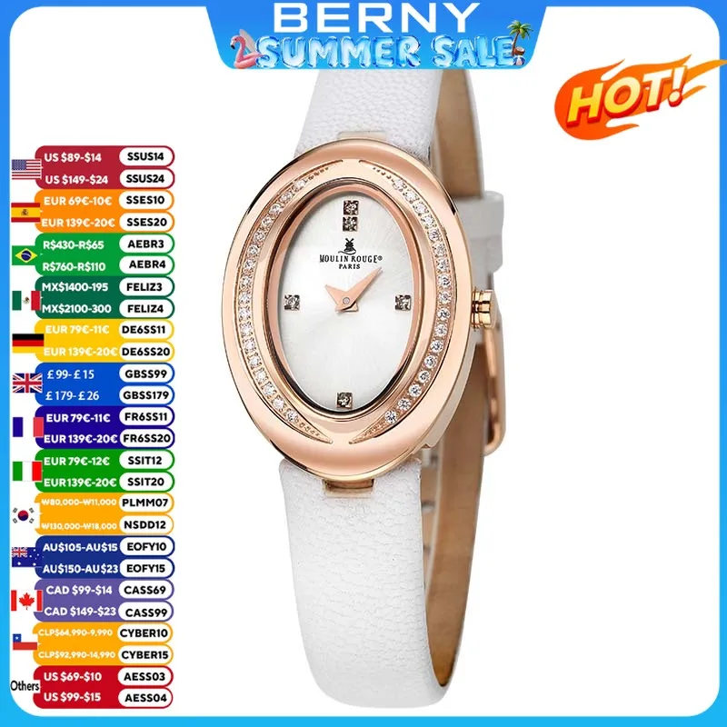 BERNY Oval Woman Watch Quartz Japan Movement Crystals Clock Female Genuine Leather Strap Dropshipping Waterproof Wristwatch Lady
BERNY Oval Woman Watch Quartz Japan Movement Crystals Clock Female Genuine Leather Strap Dropshipping Waterproof Wristwatch Lady