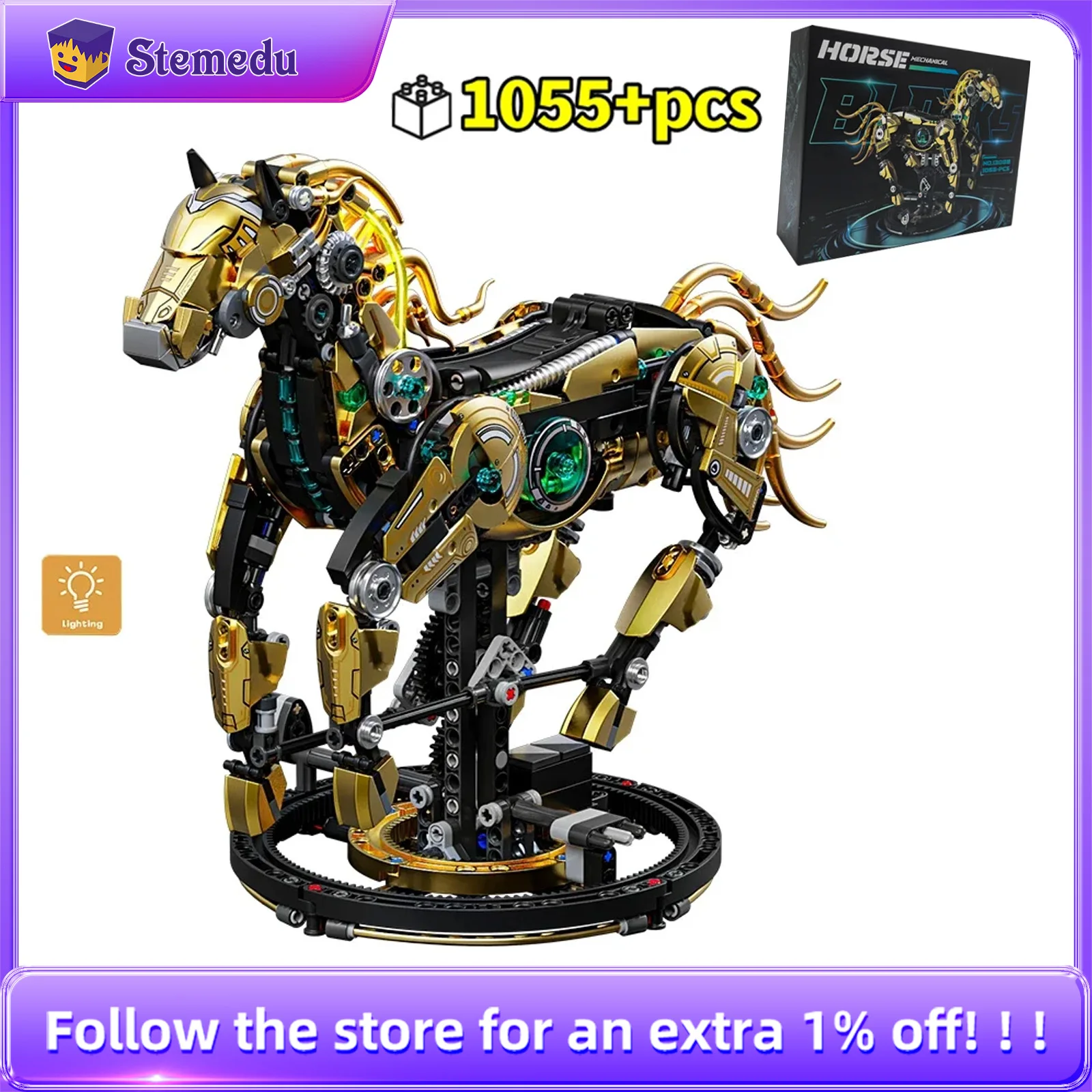 Mechanical Horse Animal Series DIY Building Blocks MOC Model Creative Technical Bricks STEM Educational Puzzle AssemblyToys
Mechanical Horse Animal Series DIY Building Blocks MOC Model Creative Technical Bricks STEM Educational Puzzle AssemblyToys
