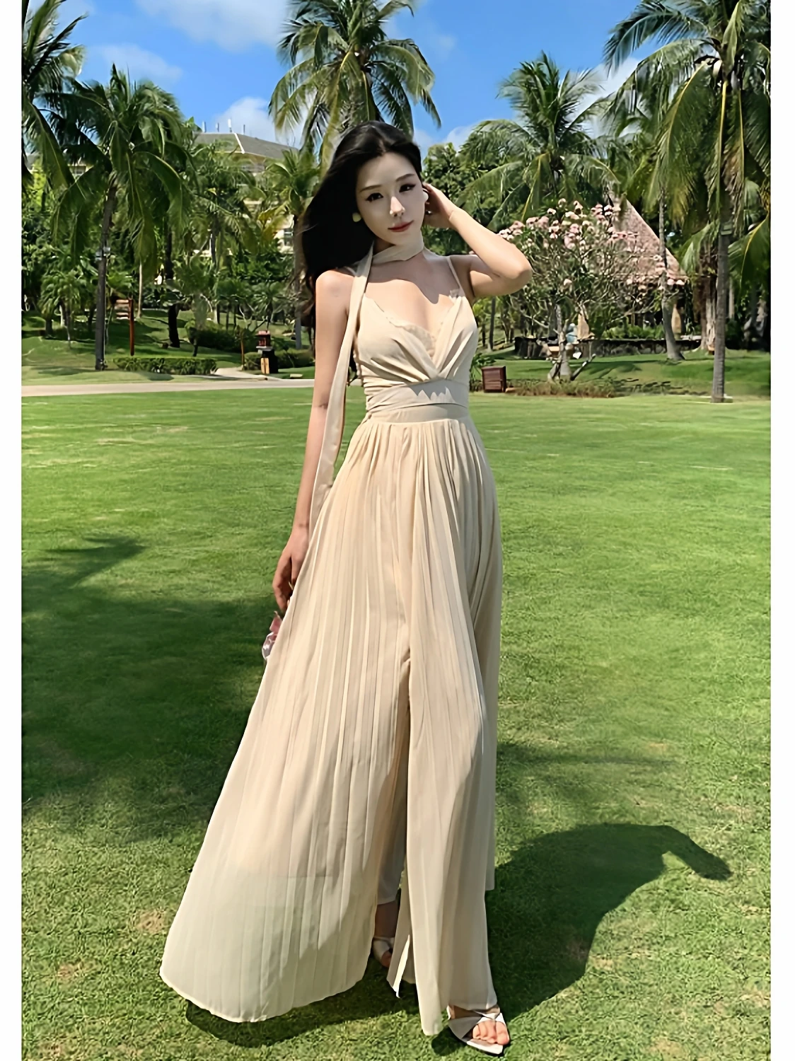 Ele V-ne Lace Beach Dr Sanya Vaion Sle Maxi Skirt Beautiful Folded Hemline Breathable Chiffon Summer Dr
Ele V-ne Lace Beach Dr Sanya Vaion Sle Maxi Skirt Beautiful Folded Hemline Breathable Chiffon Summer Dr