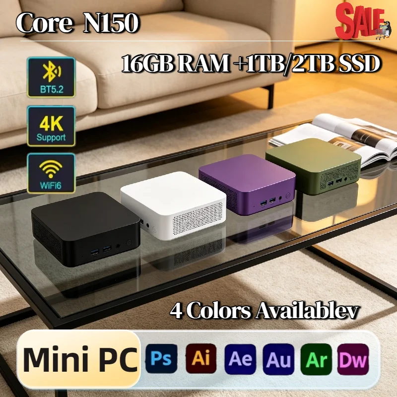 Intel Core N150 Ultra Compact Mini Desktop 16GB DDR4 1TB 2TB NVMe SSD WiFi6 BT5.2 Low Power PC Pro Max Ultra Speed
Intel Core N150 Ultra Compact Mini Desktop 16GB DDR4 1TB 2TB NVMe SSD WiFi6 BT5.2 Low Power PC Pro Max Ultra Speed