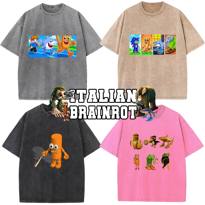 Italian Brainrot Adult Washed T-shirts Cartoon Graphic Printed T-shirt Teenagers Casuals Short Sleeves Man Woman Clothing Gifts
Italian Brainrot Adult Washed T-shirts Cartoon Graphic Printed T-shirt Teenagers Casuals Short Sleeves Man Woman Clothing Gifts