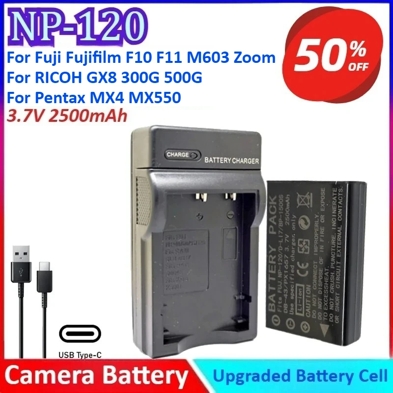 New NP-120 3.7V 2500mAh D-L17 DB-43 Camera Battery+ Charger For Fujifilm F10 F11 M603 Zoom For Pentax MX4 MGX550 For RICOH GX8
New NP-120 3.7V 2500mAh D-L17 DB-43 Camera Battery+ Charger For Fujifilm F10 F11 M603 Zoom For Pentax MX4 MGX550 For RICOH GX8