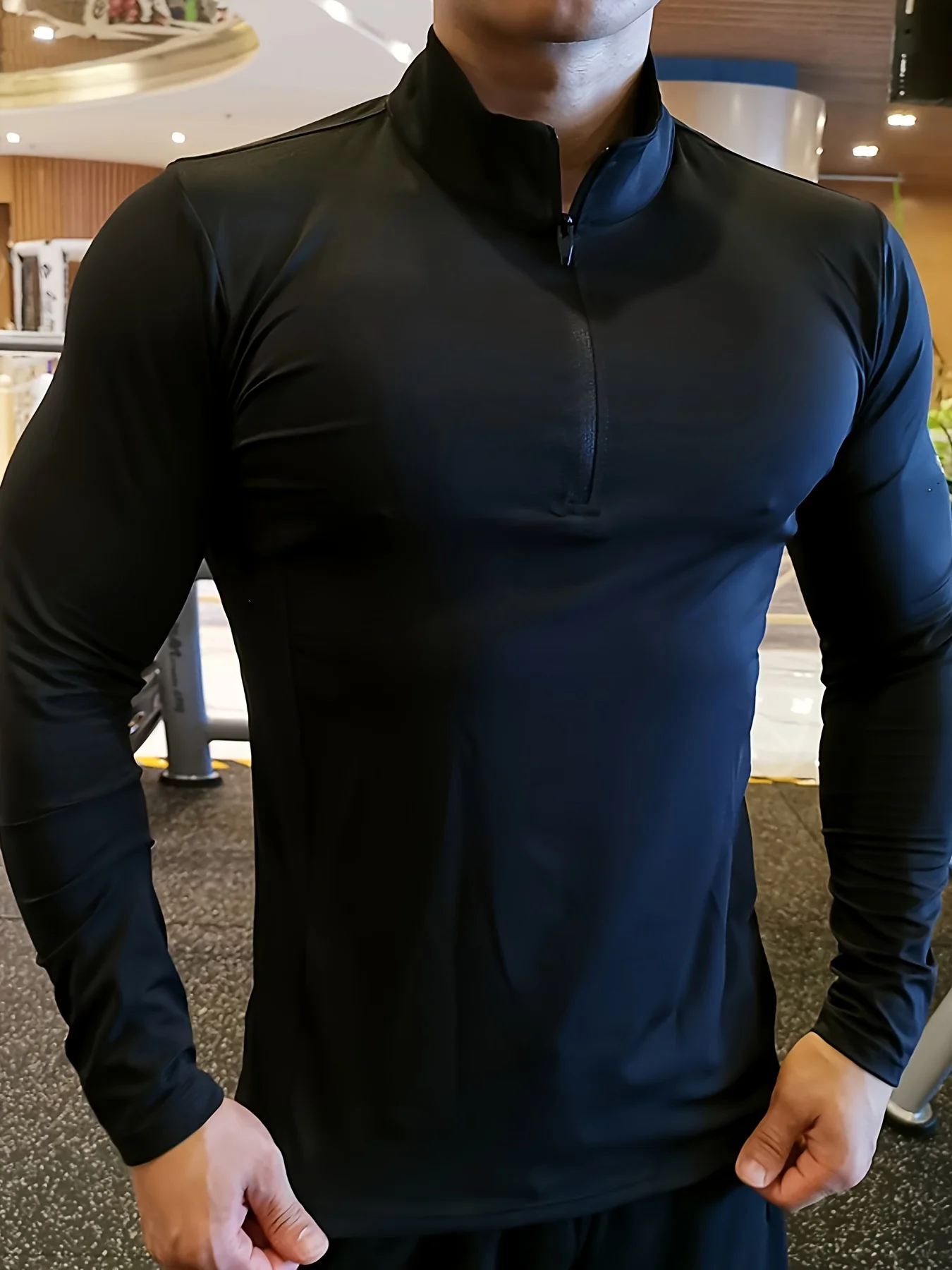 Training quick-drying clothes, men's fitness clothes, long-sleeved half-zipper sports running T-shirt 
Training quick-drying clothes, men's fitness clothes, long-sleeved half-zipper sports running T-shirt