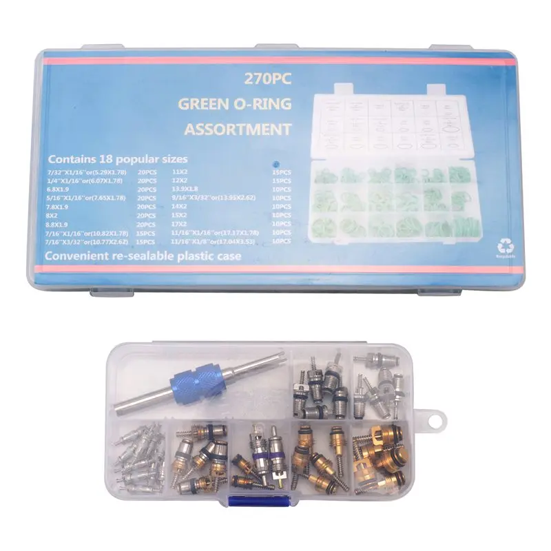 Car A/C Repair Kit 270PCS O-Ring Seals Kit + 40PCS A/C Valve Core Assortment With Remover Tool-A50M
Car A/C Repair Kit 270PCS O-Ring Seals Kit + 40PCS A/C Valve Core Assortment With Remover Tool-A50M