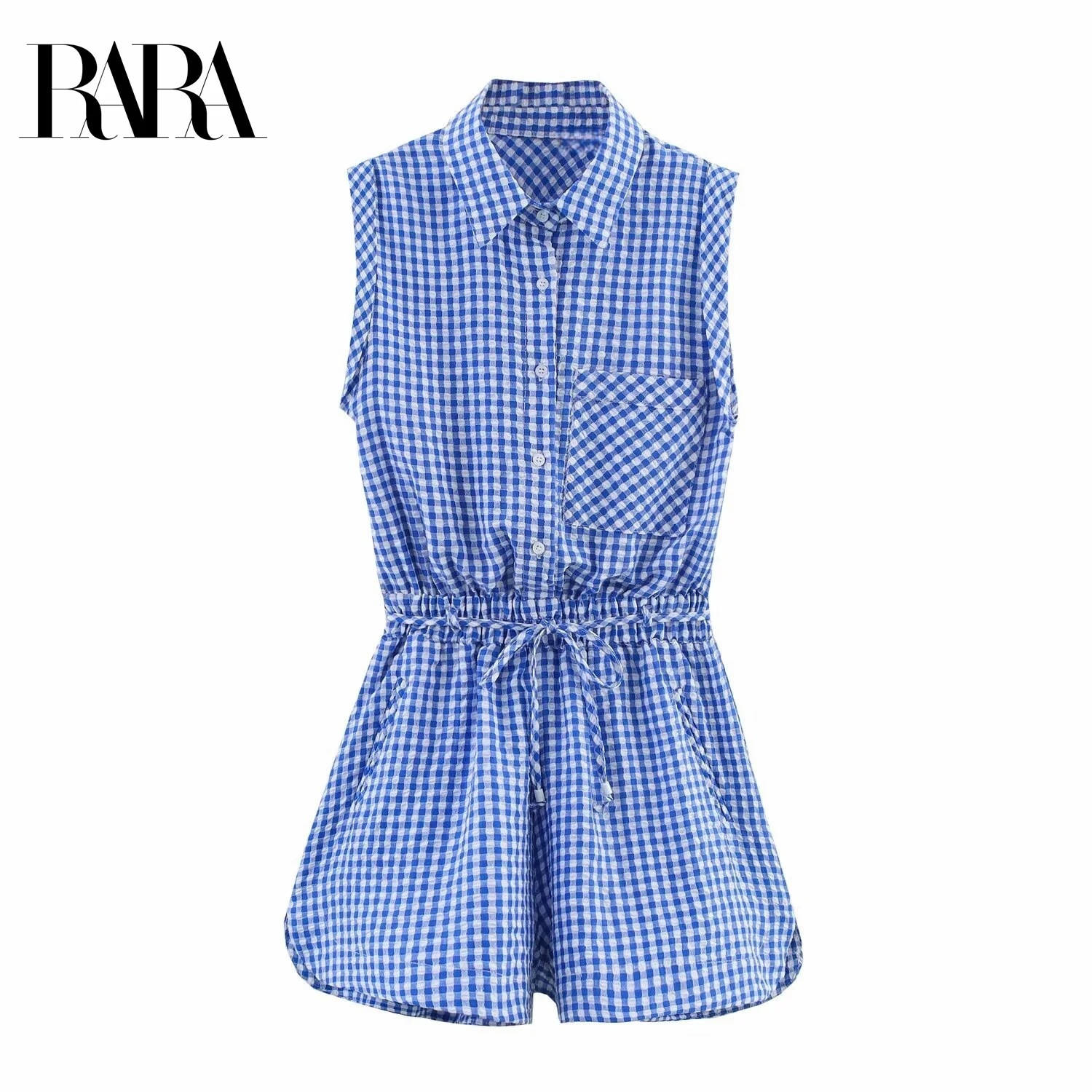 RARA Ladies Casual Checkered Sleeveless Romper with Waist Drawstring Decoration Stylish Feminine Fashionable Outfit
RARA Ladies Casual Checkered Sleeveless Romper with Waist Drawstring Decoration Stylish Feminine Fashionable Outfit