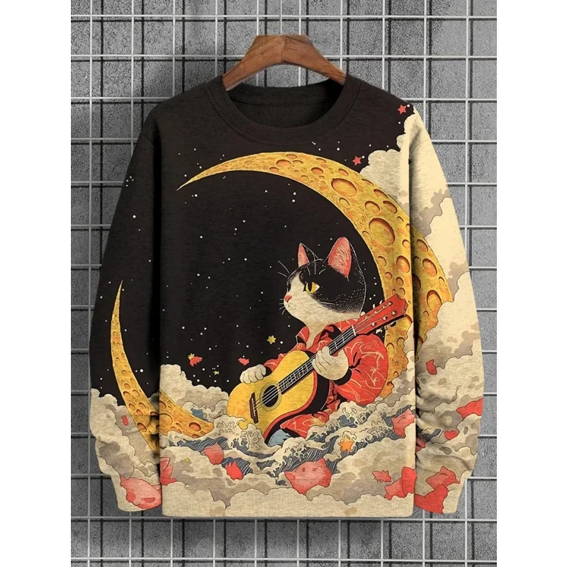 3D Print Cat Airship Sweatshirt For Men Cloud Moon Music Pattern Hoodie Spring Autumn Street Long Sleeved O-Neck Loose Pullovers
3D Print Cat Airship Sweatshirt For Men Cloud Moon Music Pattern Hoodie Spring Autumn Street Long Sleeved O-Neck Loose Pullovers