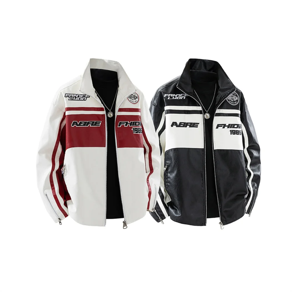 The new motorcycle jacket from Spring and Autumn features a strikingly contrasting lettered coat with a zipper and long sleeves
The new motorcycle jacket from Spring and Autumn features a strikingly contrasting lettered coat with a zipper and long sleeves