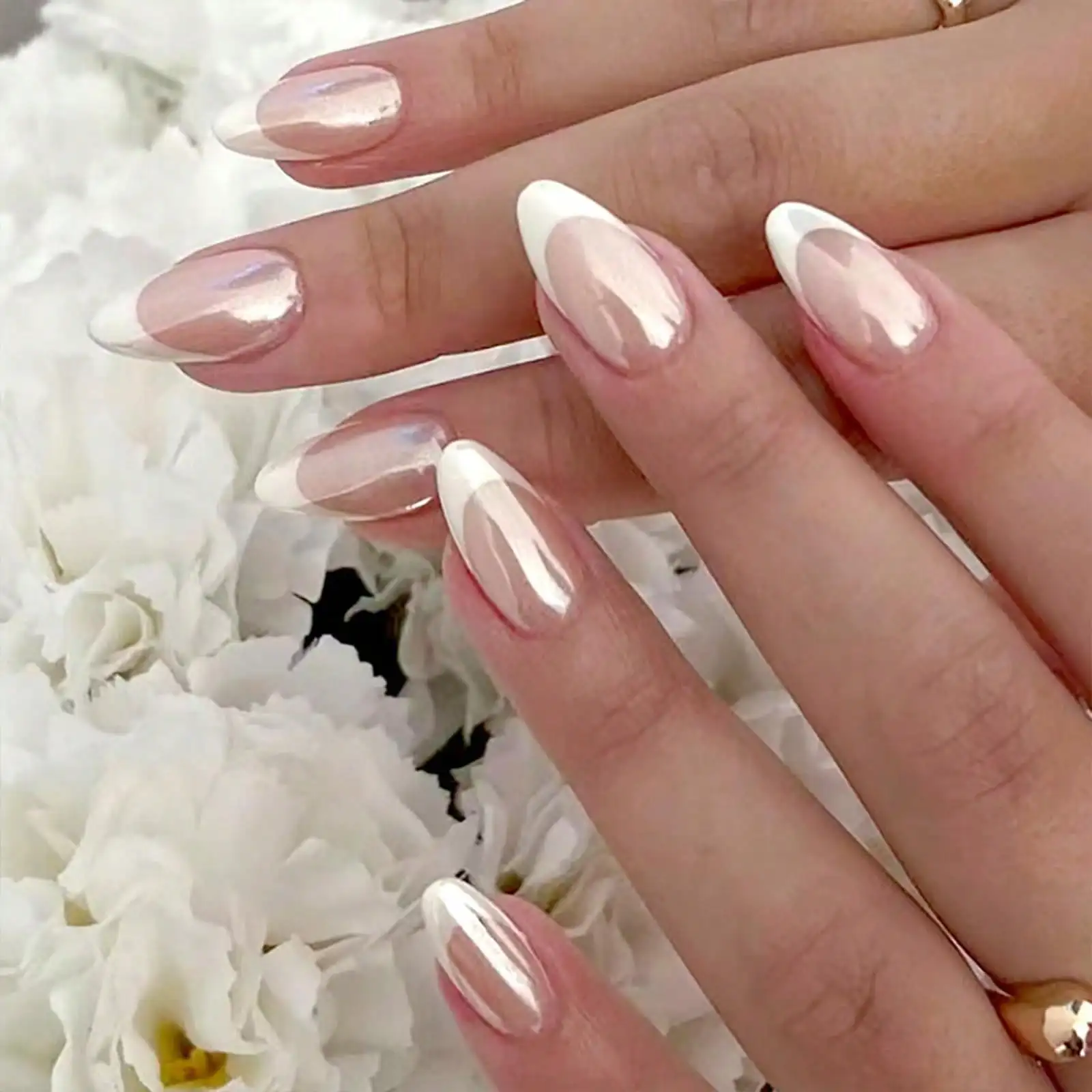 24PCS Pinterest Aesthetic Chrome French Tip Press On Nails For Women, Chic Almond Shaped Glossy White Pearl Glaze False Nails, Effortless Full Cover Nude Base Acrylic Nails Set, Elegant Reusable Fake Nails Tool Back To School Autumn Christmas
24PCS Pinterest Aesthetic Chrome French Tip Press On Nails For Women, Chic Almond Shaped Glossy White Pearl Glaze False Nails, Effortless Full Cover Nude Base Acrylic Nails Set, Elegant Reusable Fake Nails Tool Back To School Autumn Christmas