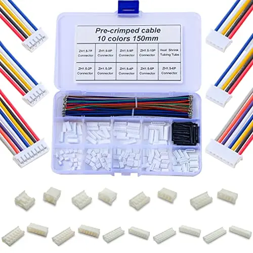 ZH 1.5MM JST Connector Kit with 28AWG Cables, ZH1.5 Connector 2/3/4/5/6/7/8/9/10 Pin Housing
ZH 1.5MM JST Connector Kit with 28AWG Cables, ZH1.5 Connector 2/3/4/5/6/7/8/9/10 Pin Housing