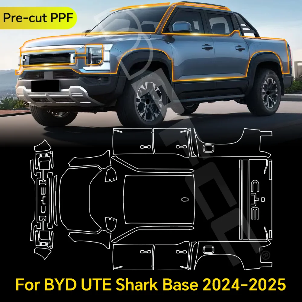 For BYD Ute Shark Base 2024 2025 TPU Paint Protection Film Clear Bra Pre-cut PPF Car Body Anti-Scratch Resistant Invisible Cover
For BYD Ute Shark Base 2024 2025 TPU Paint Protection Film Clear Bra Pre-cut PPF Car Body Anti-Scratch Resistant Invisible Cover