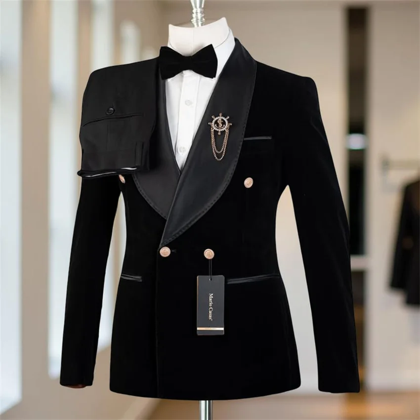 Velvet Formal Men Suits for Prom Wedding Double Breasted Groom Tuxedo 2 Pieces Celebrity Suit Jacket with Pants Custom Made
Velvet Formal Men Suits for Prom Wedding Double Breasted Groom Tuxedo 2 Pieces Celebrity Suit Jacket with Pants Custom Made