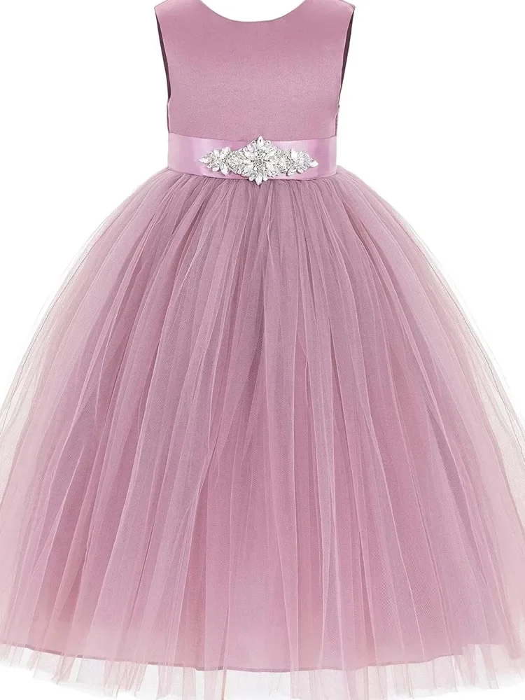 Girls Sleeveless Satin Bodice Tulle Ball Gown with Rhinestone Embellished Belt Elegant Design Formal Event Wedding Flower Girl B
Girls Sleeveless Satin Bodice Tulle Ball Gown with Rhinestone Embellished Belt Elegant Design Formal Event Wedding Flower Girl B