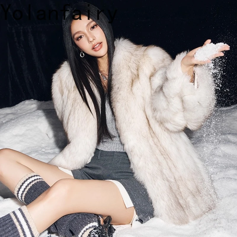 YOLANFAIRY Autumn winter Simple style imported fox fur coat V-neck blouse long sleeve real fur overcoat шуба женская 2025
YOLANFAIRY Autumn winter Simple style imported fox fur coat V-neck blouse long sleeve real fur overcoat шуба женская 2025