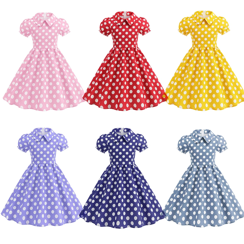 Children's Clothing Short Sleeve Polka Dot Dress Cotton Doll Collar Girls' Summer Dress School Performance Retro Role-playing
Children's Clothing Short Sleeve Polka Dot Dress Cotton Doll Collar Girls' Summer Dress School Performance Retro Role-playing