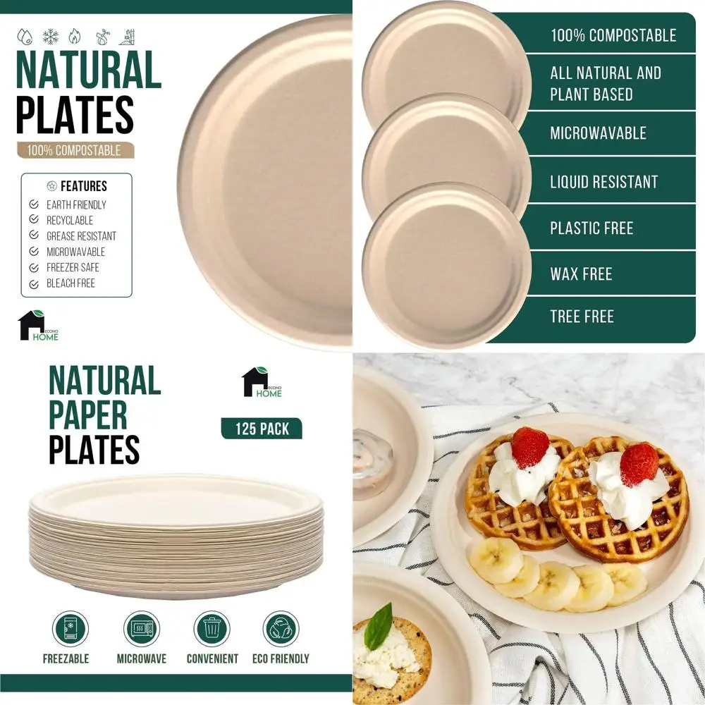 Eco-Friendly 9 Sugarcane Fiber Plates - Heavy-Duty, Microwave & Refrigerator Safe - 500 Pack
Eco-Friendly 9 Sugarcane Fiber Plates - Heavy-Duty, Microwave & Refrigerator Safe - 500 Pack