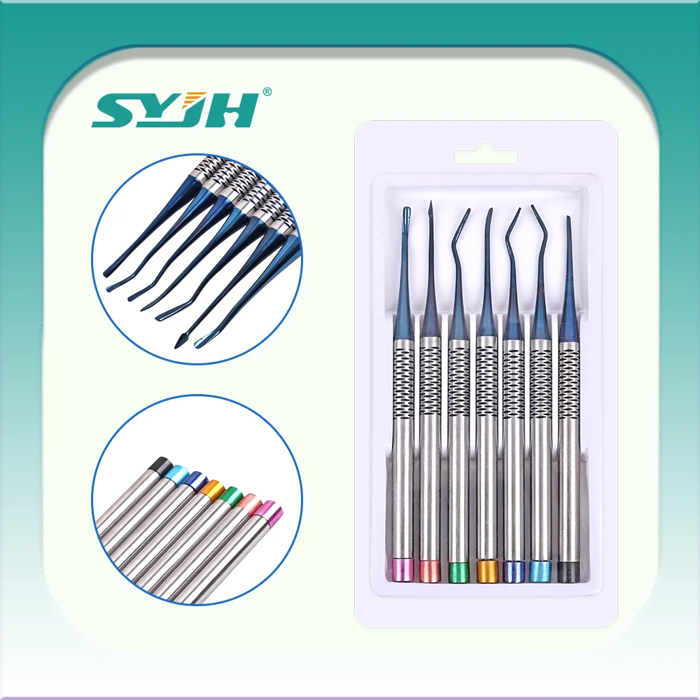 7PCS Dental Implant Elevator Set Stainless Steel & Titanium Alloy Tooth Extracting Tools Root Extraction Periotome PDL Luxating
7PCS Dental Implant Elevator Set Stainless Steel & Titanium Alloy Tooth Extracting Tools Root Extraction Periotome PDL Luxating