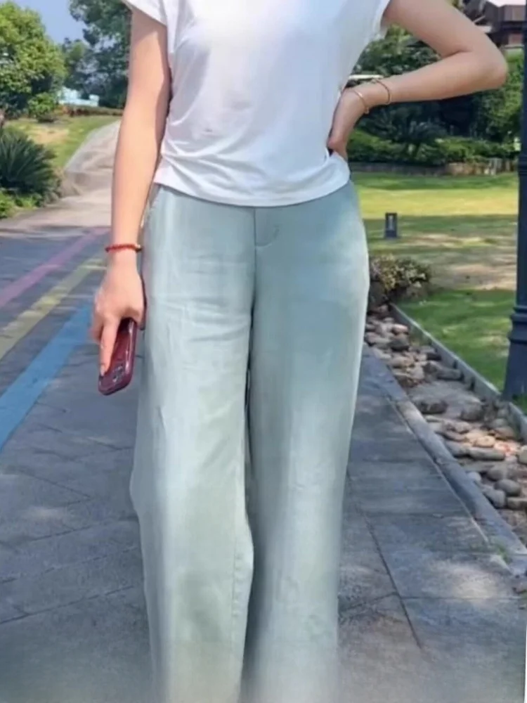 Blue High Waist Straight Leg Casual Pants Women's Loose Wide Leg Thin Model Commuter Style Pure Color Korean Version
Blue High Waist Straight Leg Casual Pants Women's Loose Wide Leg Thin Model Commuter Style Pure Color Korean Version