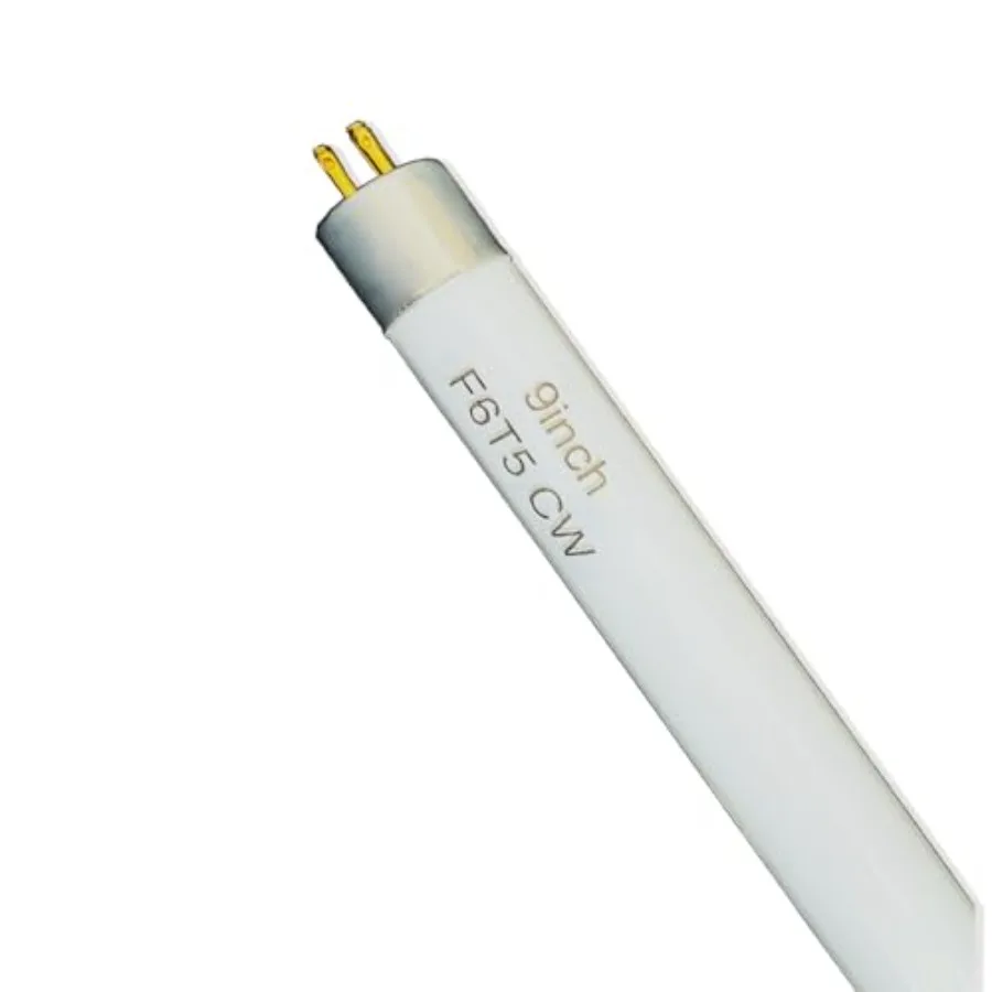 6pack 9'' F6T5/CW Fluorescent 4100K Cool White Bulb, 6 Watt Light T5 Linear Lamps Replacement Camping Lantern Tubes, F6T5/TTL M
6pack 9'' F6T5/CW Fluorescent 4100K Cool White Bulb, 6 Watt Light T5 Linear Lamps Replacement Camping Lantern Tubes, F6T5/TTL M
