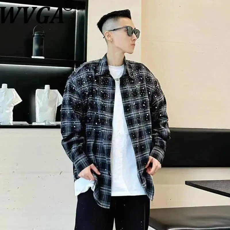 WVGA Spring Autumn New Man Coats High Street Diamond Studded Plaid Trendy Design Nihce Chic Casual Long Sleeved Shirt Ins W12240
WVGA Spring Autumn New Man Coats High Street Diamond Studded Plaid Trendy Design Nihce Chic Casual Long Sleeved Shirt Ins W12240