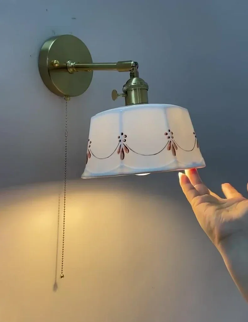 Retro Modern Simple Japanese Wall Lamp with Pull Switch Bedroom Bedside Lamp Wooden American Brass Glass Wall Lights
Retro Modern Simple Japanese Wall Lamp with Pull Switch Bedroom Bedside Lamp Wooden American Brass Glass Wall Lights